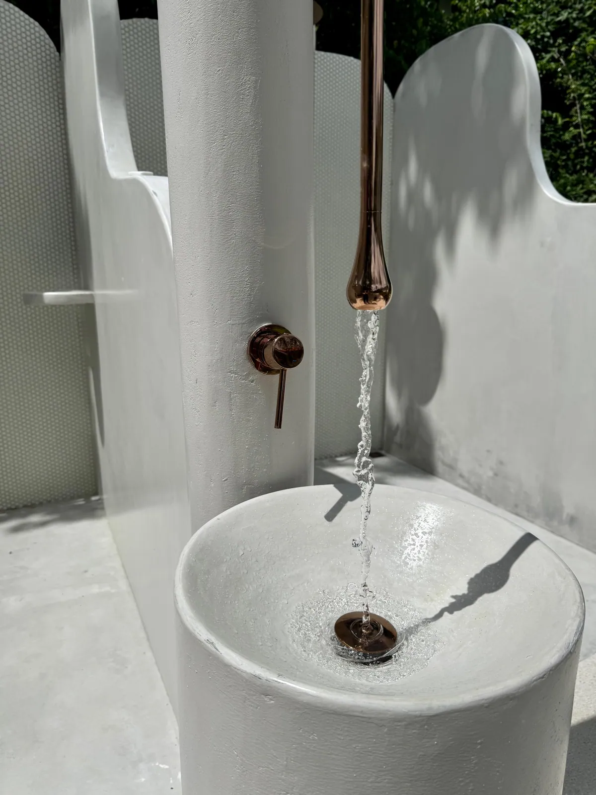 Microcement craft detail — outdoor fountain