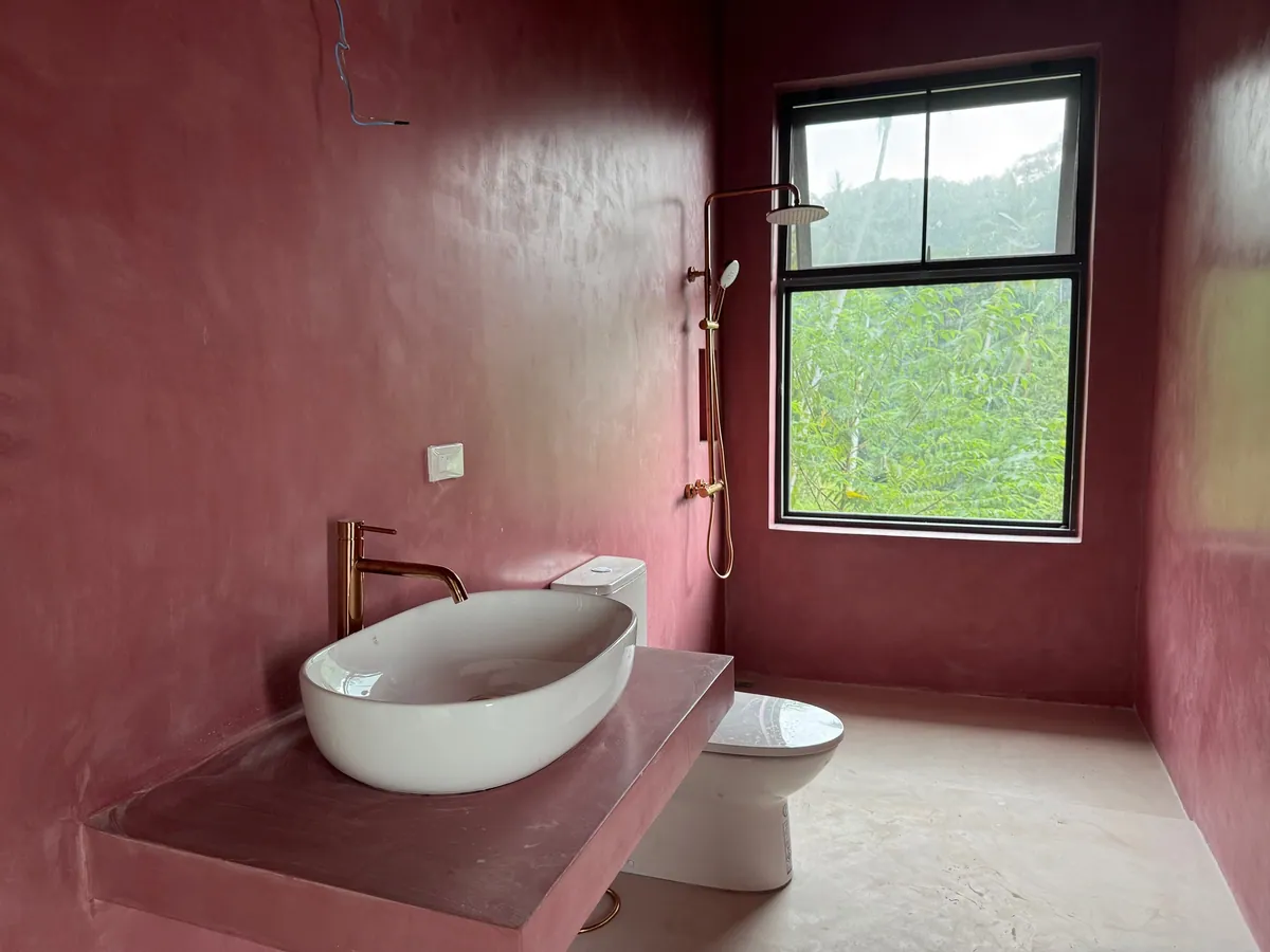 Blush · Deep rose bathroom
